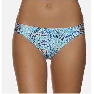Prana Swimwear Women’s Medium Bikini Bottom Teal Blue Paisley Hip Straps